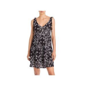AVA & ESME Womens Baby Doll Short Dress Tie Sheer Sleeveless V Neck Lined